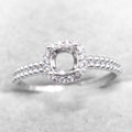 Sterling Silver 5*5mm Semi Mount Ring Square Shape Empty Frame Blank Claws Setting S925 Base Without Center Stone for Inlay DIY