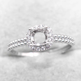 Sterling Silver 5*5mm Semi Mount Ring Square Shape Empty Frame Blank Claws Setting S925 Base Without Center Stone for Inlay DIY