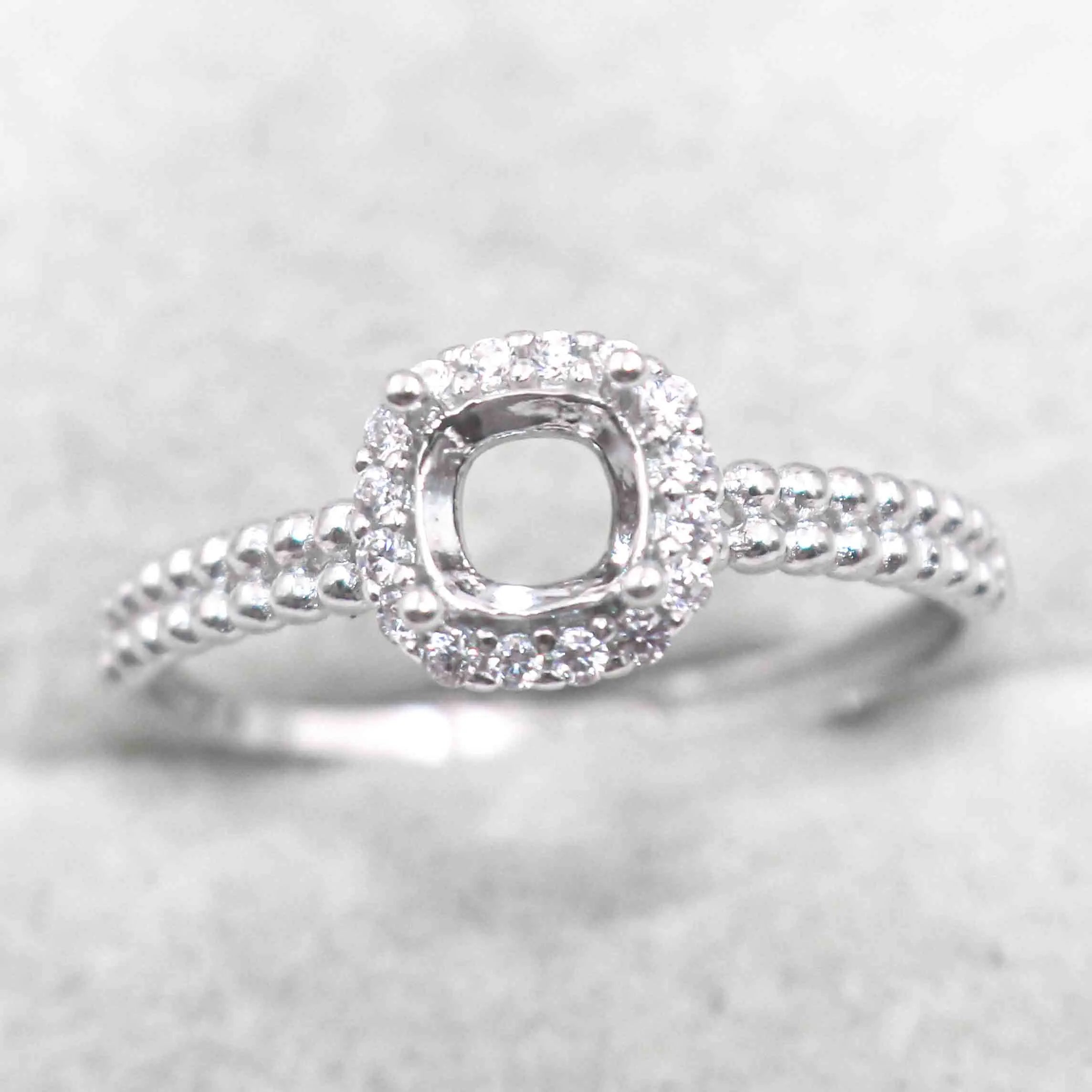 Sterling Silver 5*5mm Semi Mount Ring Square Shape Empty Frame Blank Claws Setting S925 Base Without Center Stone for Inlay DIY