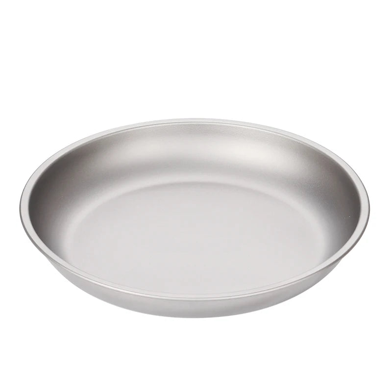 Titanium Pan Single Layer Plate 8.7 Inch Dish Plate Portable Household Kitchen Camp Kitchen Cooking Plate