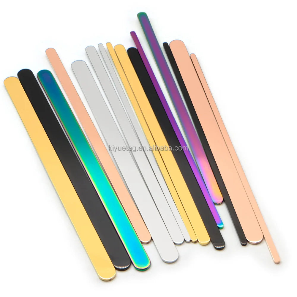 Personalized Stainless Steel Straight Lever Designer Wave DIY Laser Engraving Name Logo Fashion Blank Metal Ornament