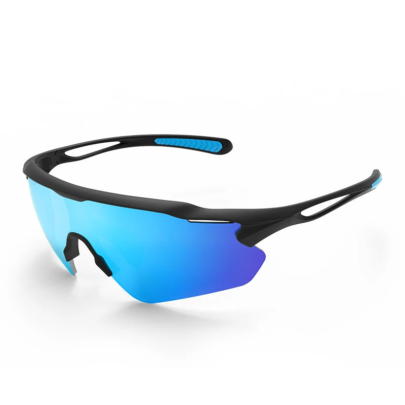 Bike Sunglasses Road Mountain Bike Polarized Uv400 protection With Black Frame Blue Lens Windproof Cycling Glasses for Men