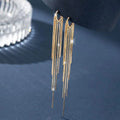 Real Gold Electroplated Silver Needle Long Tassel Earring Circle Tassel Thread Earring Women Minimalist Drop Earrings