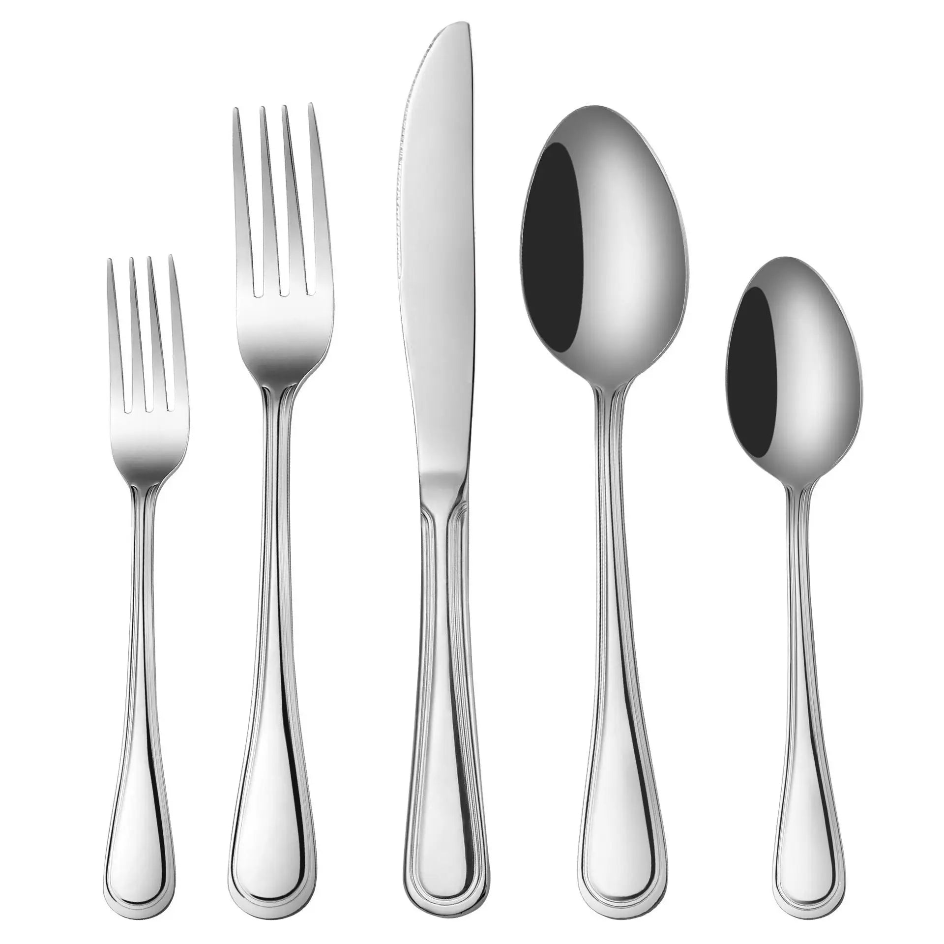Luxurious Double Line Series Stainless Steel Classic Western Style Knife Fork Spoon Flatware Set for Hotel Restaurant Party Use