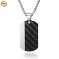 Hot Sale Customized Carbon Fiber Pendant Stainless Steel Dogtag Necklace Pendant With Matching Chain