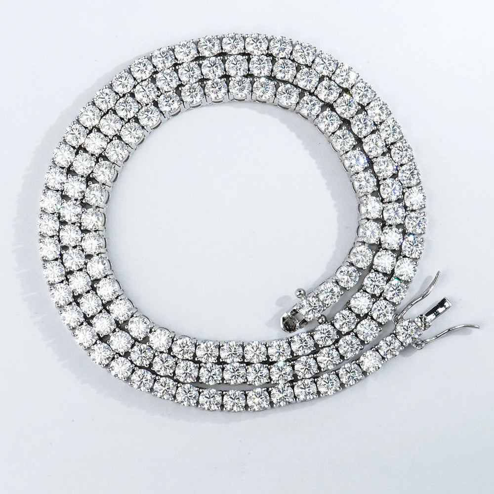 Wholesale 2 3 4 5 6 mm Hiphop Iced Out 925 Sterling Silver VVS Lab Grown Moissanite Diamond Tennis Chain Necklace & Bracelet