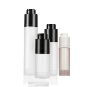 Luxury Custom 15ml 30ml 50ml Brown Amber White Frosted Plastic Lotion Pump Bottle ABS Pump Head Twist Airless Skin Care Serum