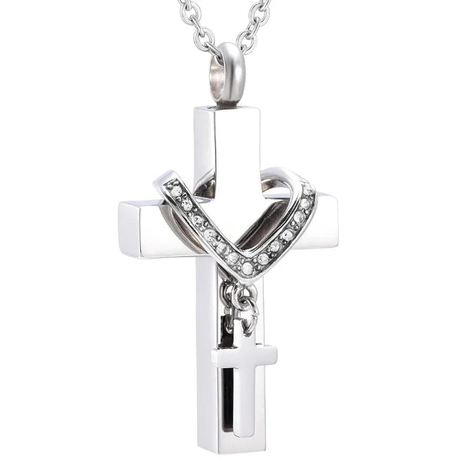 Wholesale Customized Cross Inlaid Brick Pet Commemorative Necklace That Can Open Pet Urn
