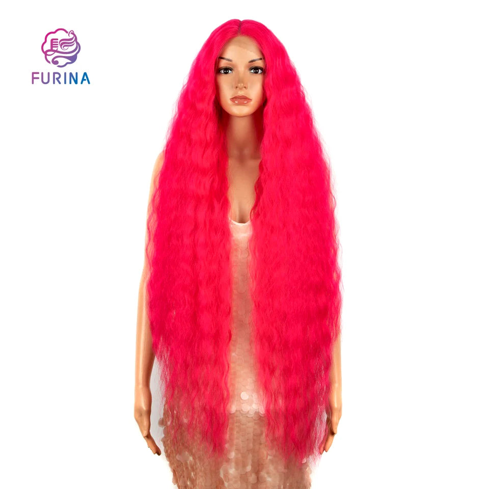 Furina Lace Wig Front High Temperature Fiber Lace Wigs  Makeup Multi Color 613 Glueless Blonde Full HD Lace Wigs for Black