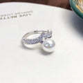 R824 7-8mm Natural Freshwater Pearl Ring Accessory 925 Sterling Silver Adjustable Size Engagement Jewelry Ring for Women