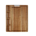 Heavy Duty Acacia Wood Cutting Board Rectangle Shape 4 Built-In Compartments and Juice Groove Serving Tray and Butcher Block