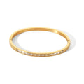 Gorgeous 18K Gold Plated PVD Coating White Cubic Zirconia Stainless Steel Bangles for Party Gift