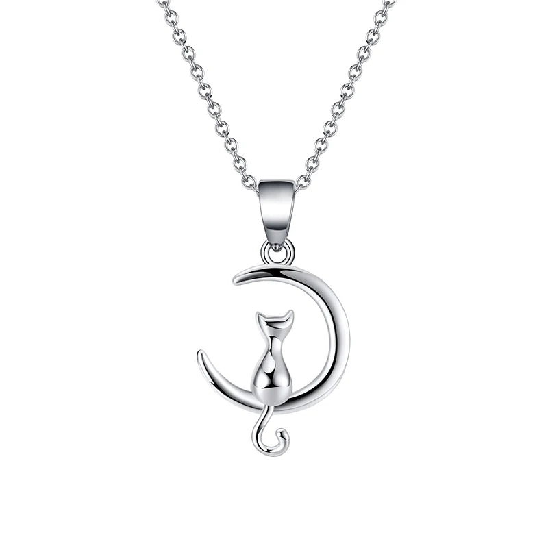 RINNTIN SN271 Simple Korean Jewelry Wholesale 925 Sterling Silver Shiny Cat Necklace