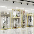Women's Double Gold Clothing Rack for Display Shopping Mall Shop Spot for Hanging Clothes Shelves
