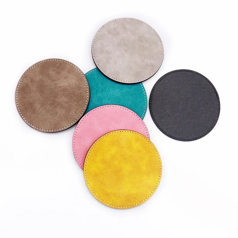 Luxury Personalized Christmas Coasters Leather Coaster for Drinks Customized Printed