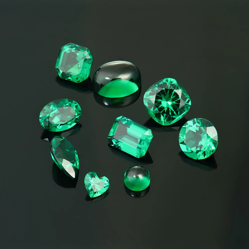 Wuzhou High Quality Wholesale Synthetic Loose Gemstones Grc Certificate Hydrothermal Zambia Lab Grown Emerald Stone