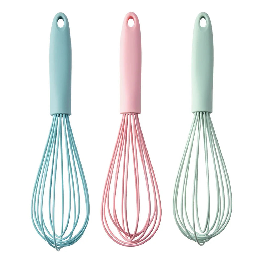 10 Inch Customized Eco-Friendly Manual Silicone Egg Whisk Sauce Beater Stirrer Home Kitchen Tool  Handled Milk Frother