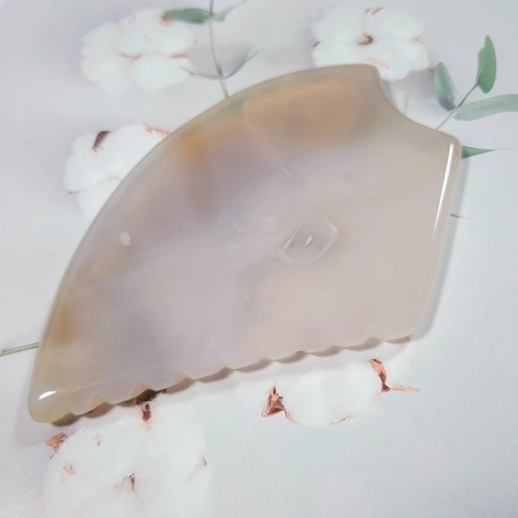DIY Pink Grey Agate Gua Sha Board Skin Renewal Natural Handmade Healing Jade Stone Guasha Scraping Facial Massage Tools