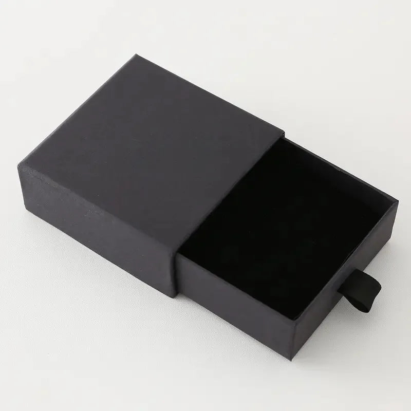 CSMD Wholesale Black Sponges Inside Cardboard Jewelry Packaging Gold logo Print Drawer Type Matte Black Necklace Packaging Boxes