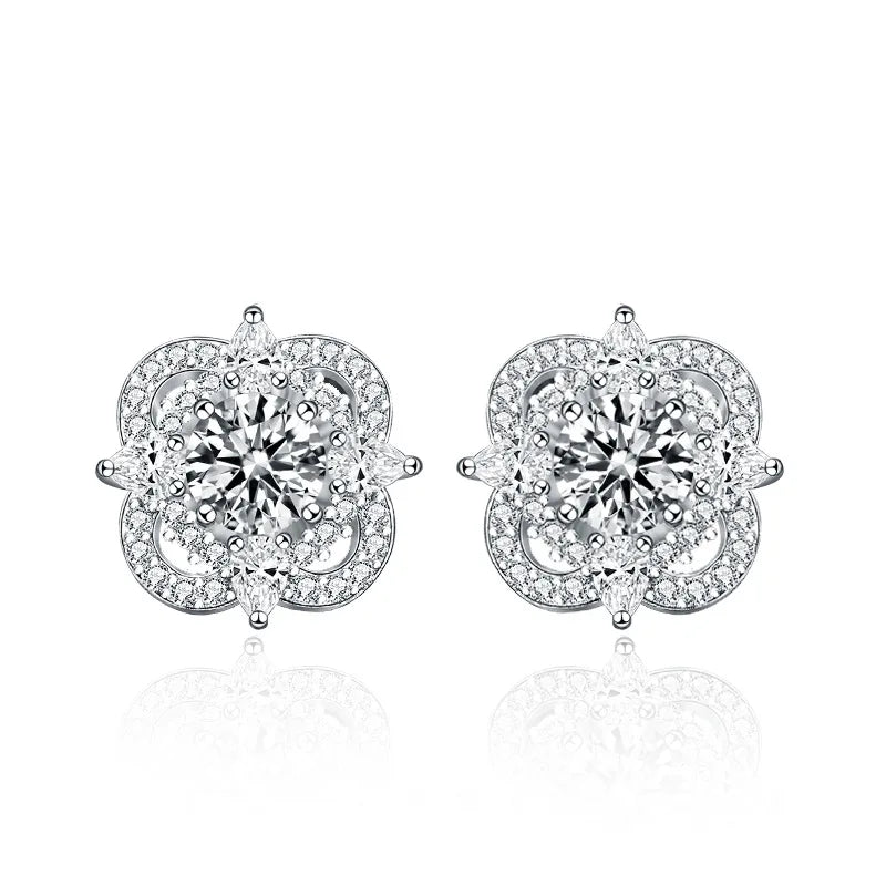 XEA003 925 Sterling Silver Stud Earrings Moissanite for Women Fashion Exquisite Student Girlfriend Jewelry Accessories