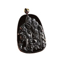 Certified Grade a Natural  Jadeite Black Jade Fu Lushou Pendant Dark white Green Ice Jade