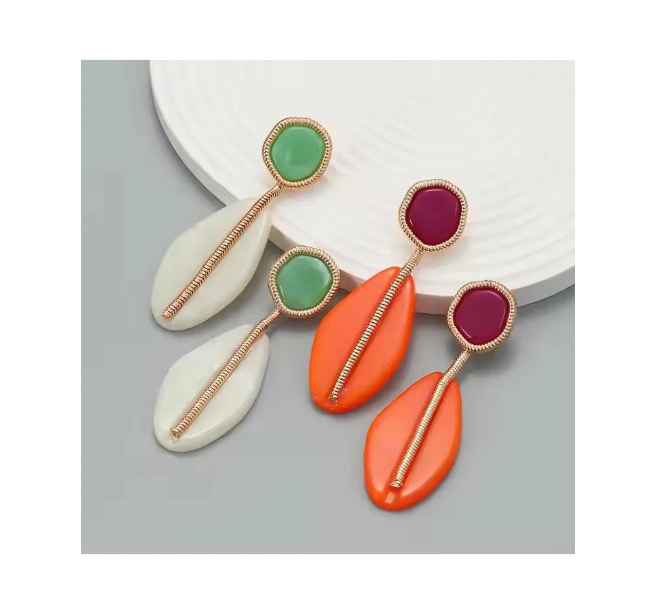 Bohemian Style Summer Fashion Exaggerated Earrings Colorful Geometric Acrylic Resin Earrings for Women
