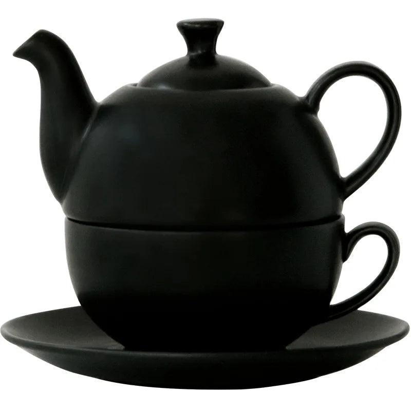 420ml Modern Turquoise Design Tea One Set Hand Painted Black Porcelain China Ceramic Teapot Box Stocked Filter Coffee Drinkware