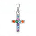 YILUN OEM Custom Cross Jewelry Women Colorful Cubic Zirconia Tiny 925 Sterling Silver Small Cross Pendant Wholesale