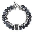 Wholesale OT Clasp Locking Natural Beaded Stainless Steel Chain Bracelet for Men Jewelry