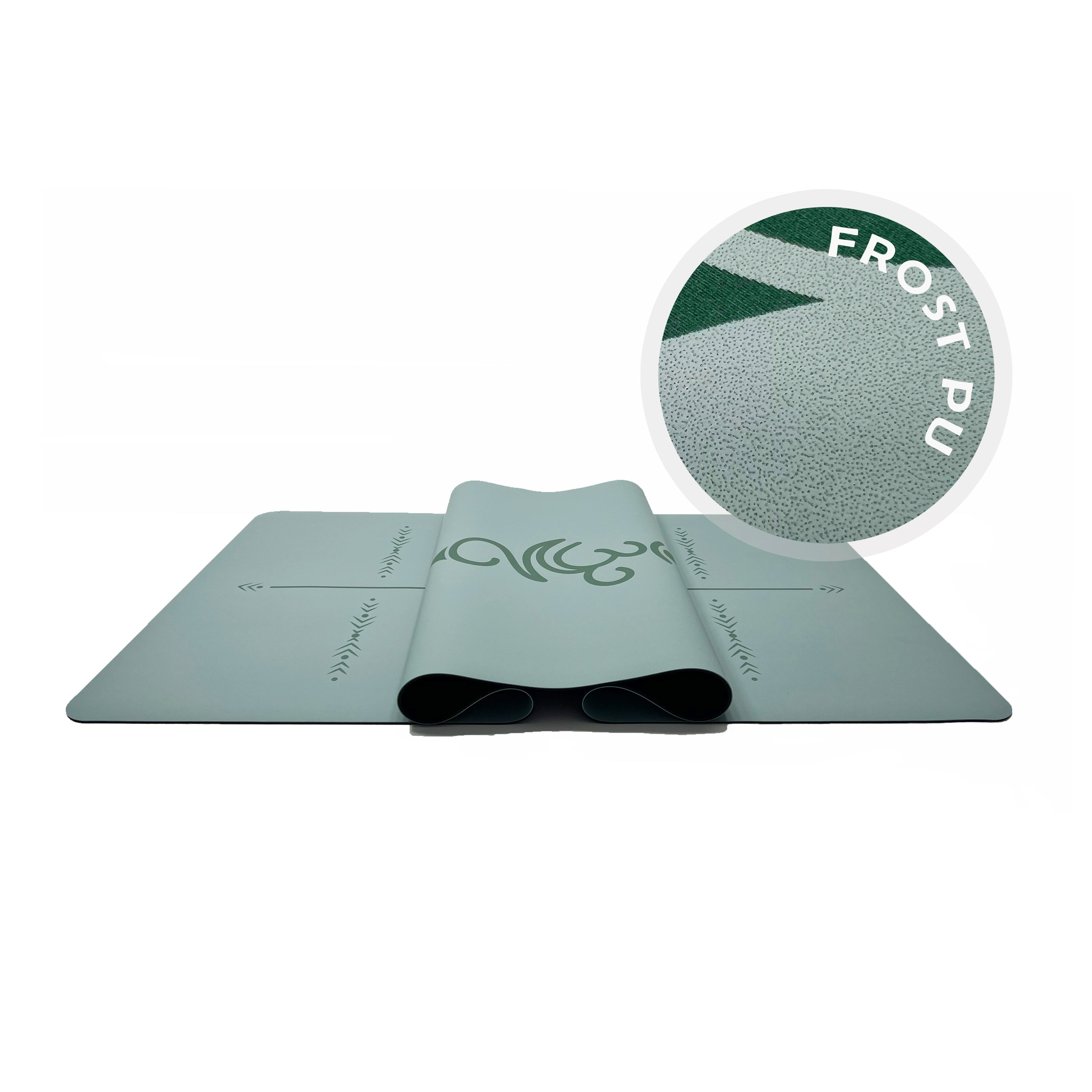 Ecoofit Frosted Matte Sticky Anti Slip Scratch Blue Green Polyurethane PU Rubber 4-5mm Thickness Alignment Bodyline Yoga Mat