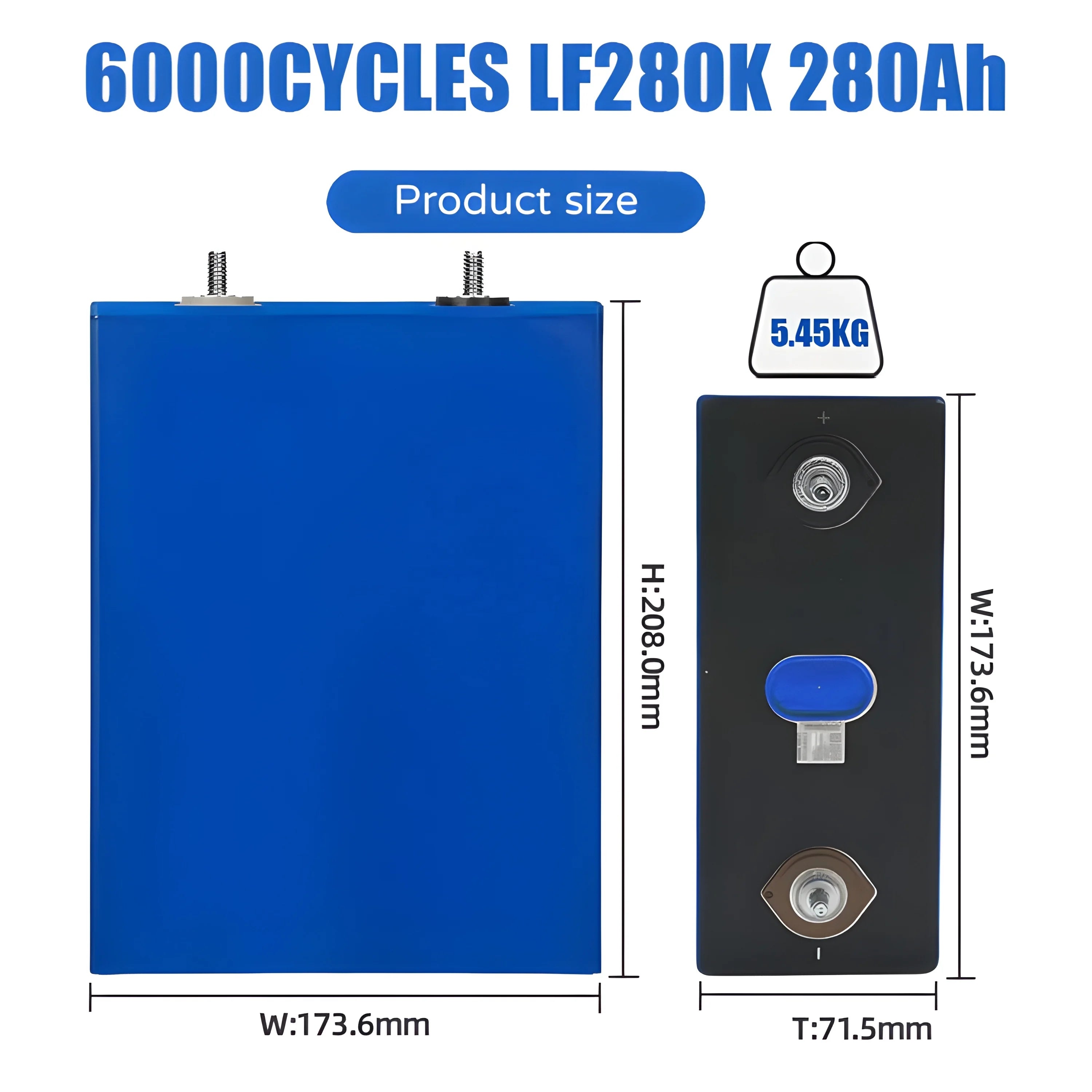 EU Stock EV LF280K LiFePO4 Battery Cell 3.2V 280Ah 8000 Cycle Solar Energy Storage System AKKU Baisiyu 5 Year Warranty