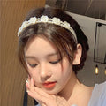 Diadema De Perlas Double Layer Pearl Headband White Rose Headwear Head Band Bride Wedding Pearl Headband