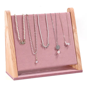 Luxury Velvet Necklace Pendant Bracelet Jewelry Display Stand Real Wooden Frame Factory Direct OEM Service Stock Wholesale