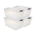 Plastic Kitchen Food Storage Containers with Dual-Hinged Lids Sturdy Wheels Clear Bins-BPA Free Leakproof 2-Pack