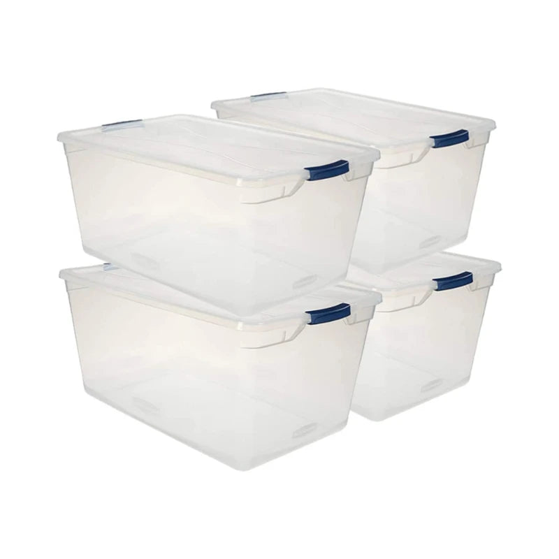 Plastic Kitchen Food Storage Containers with Dual-Hinged Lids Sturdy Wheels Clear Bins-BPA Free Leakproof 2-Pack