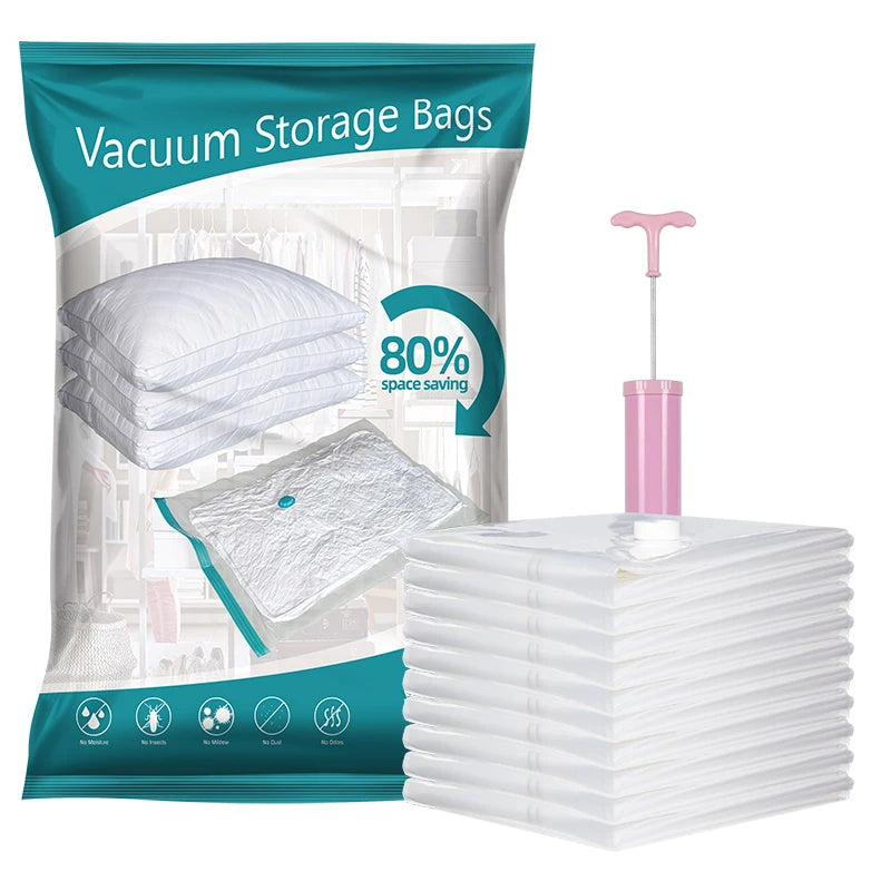 Hot Selling Environmental Vacuum Storage Bag Travel Space Saver Zipper Bag for Clothes Bedding Household Storage