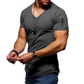 New Summer Short Sleeved Zipper Casual T Shirt Men Casual V Neck Fashion T-Shirt Men Fitness Streetwear Tees Tops