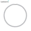 LUOTEEMI Designer Statement Jewelry Necklace Cubic Zirconia Bridal Jewelry Set Rhodium Plated