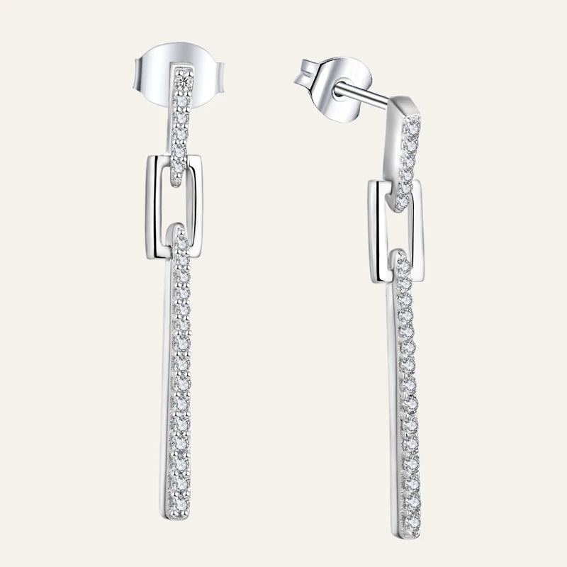 Long Tassel Drop Earrings for Women Wedding Genuine 925 Sterling Silver Sparkling Clear Cz Dangle Earring Luxury Jewelry