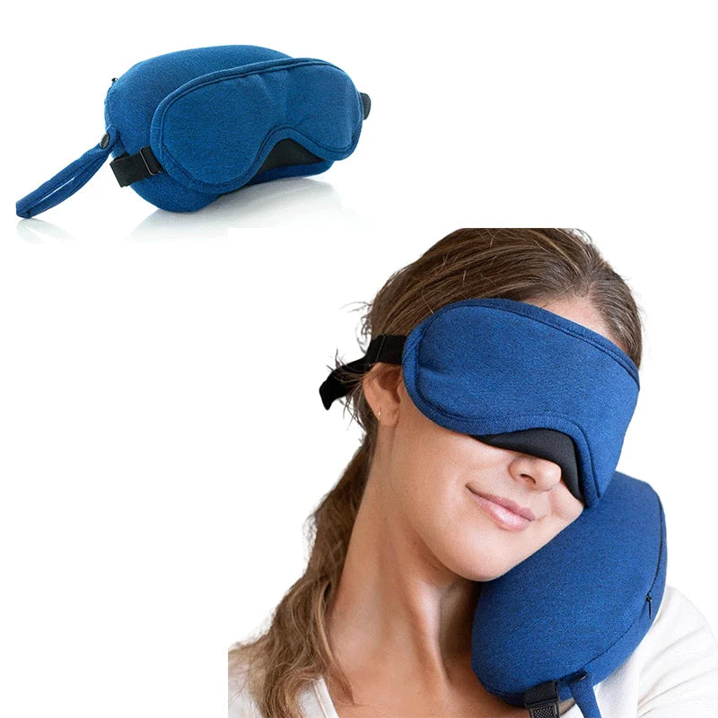 Hot Sale Two-In-One Eye Mask Travel Pillow Portable With Built-In Storage Function Travel Neck Pillow