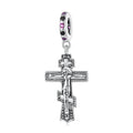 HOT 925 Sterling Silver Vintage Cross Charms Jesus Pendant Fit Women Original Bracelet DIY Necklace Fine Jewelry Making BSC668