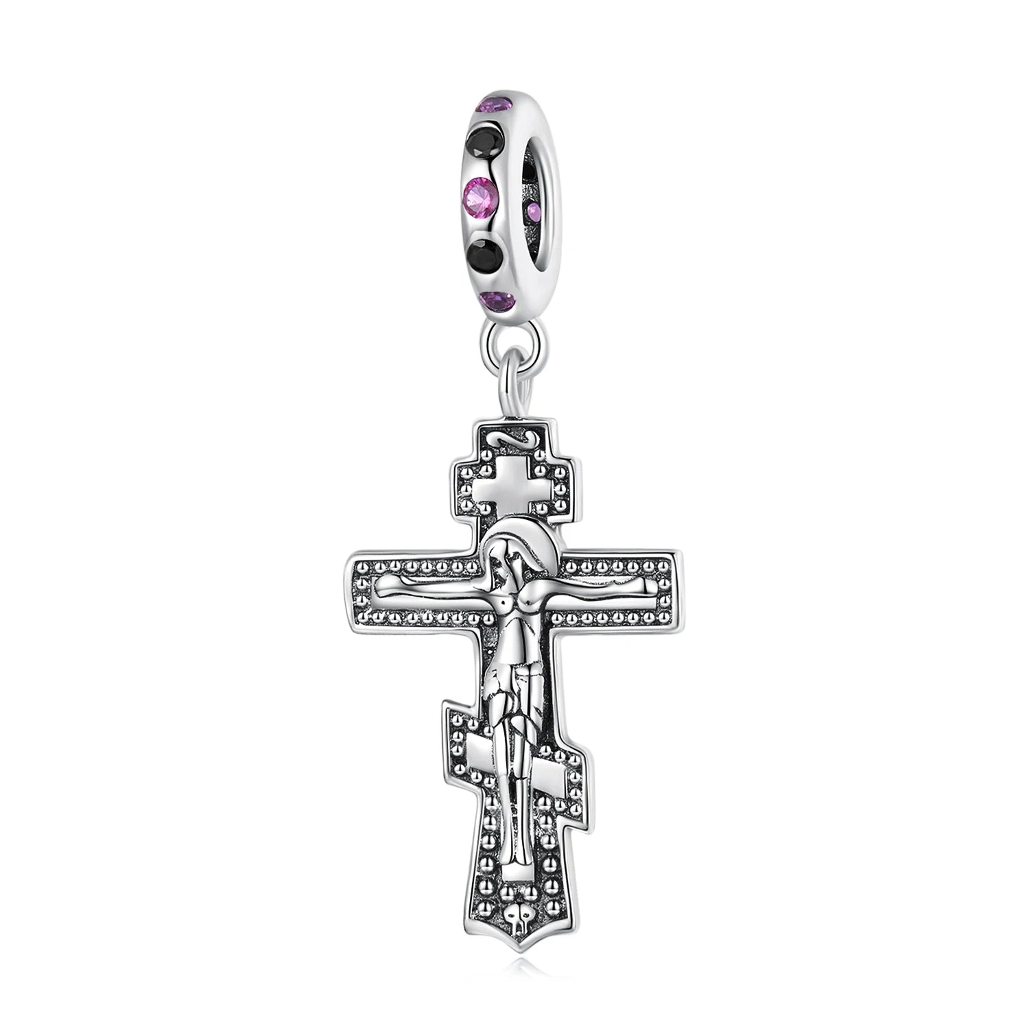 HOT 925 Sterling Silver Vintage Cross Charms Jesus Pendant Fit Women Original Bracelet DIY Necklace Fine Jewelry Making BSC668