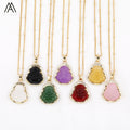 Buddha Necklace for Yoga Jewelry  Crystal Glass Carved Supplies  Gold Chain Pendant