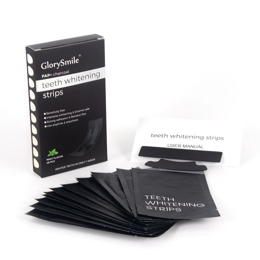 Hot Selling 28 Pieces White Gel Strip  Activated Charcoal Teeth Whitening Strips