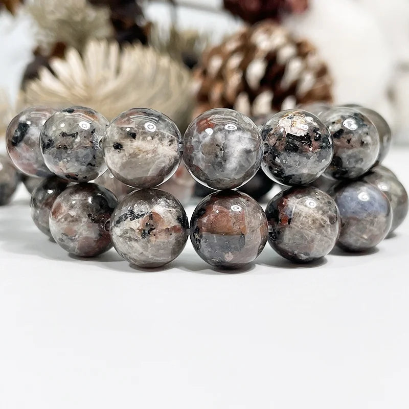 Yooperlite Smooth Round Gemstone Loose Beads for Jewelry Making Wholesale Flame Stone Beads