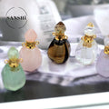 Mini Cute Jewelry Amethyst Wishing Bottle Pendant Rose Quartz Perfume Bottle Fluorite Oil Pendant Necklace