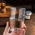 Simple Glass Tea Cup Hand Poured American Latte Cup Wood Chip Insulated Tea Cup