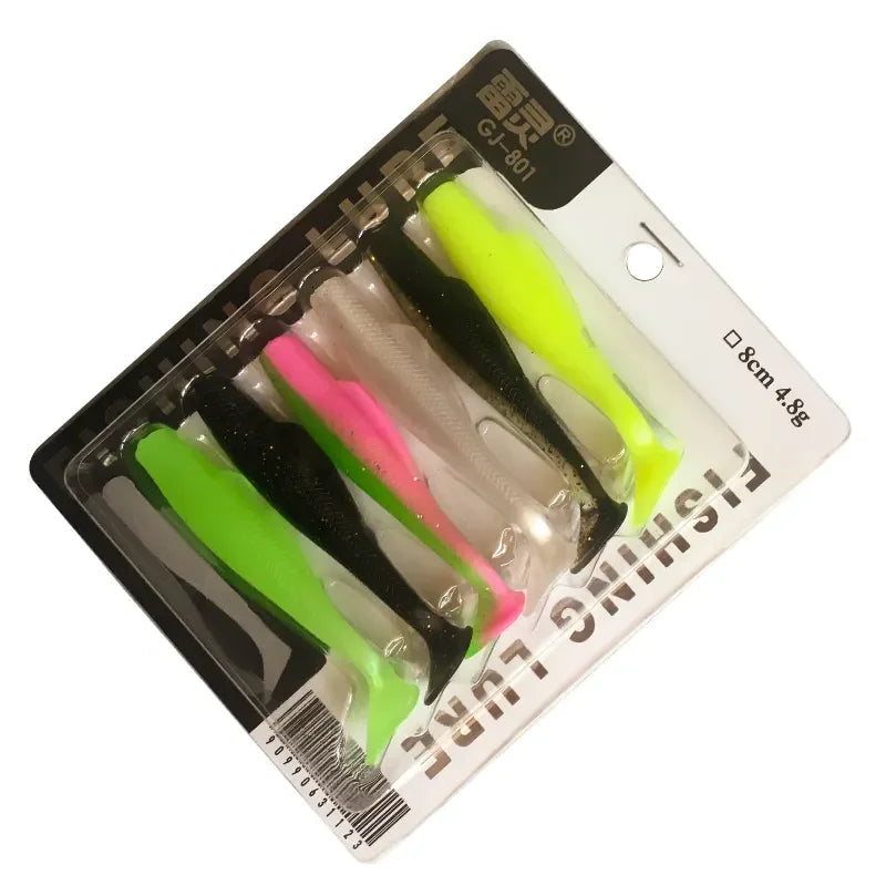 New Arrival 6pcs/bag Hot Sale Tpr Material 12cm 10cm 8cm 6cm Soft Bait Worm Soft Plastic Fishing Baits Soft Swim Bait