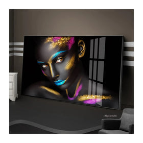 Sexy African Woman in Black Gold UV Printing Wall Art Resin Acrylic Crystal Porcelain Painting African Art