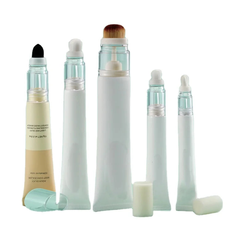 Custom Printed 20ml Lotion Extrusion Tube Eye Cream Tube Empty Plastic Tube with Hair Brush Massage Head for Cosmetics Packaging